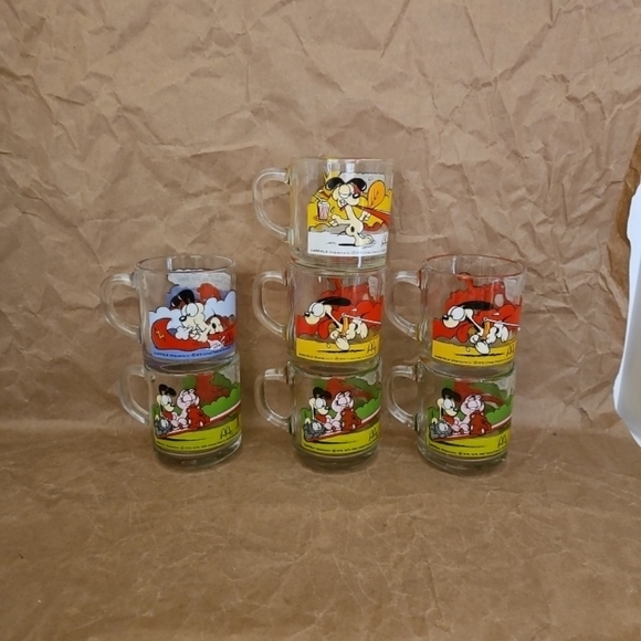 McDonald's Garfield Glass Coffee Mugs Set Of 7 Jim Davis Odie 1978 - Picture 7 of 7